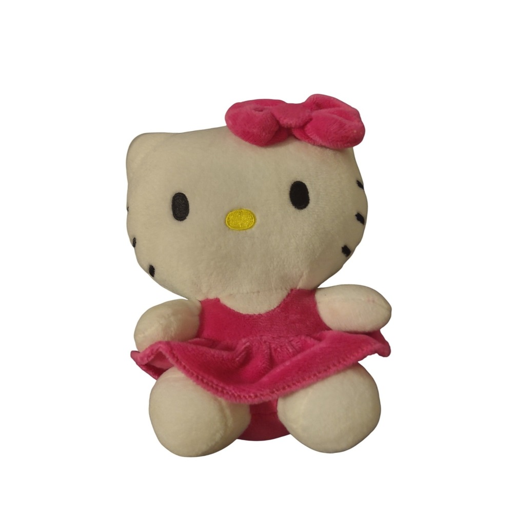 Sanrio Hello Kitty Plush Coin Purse Pink Dress Bow Stuffed Animal Clip On